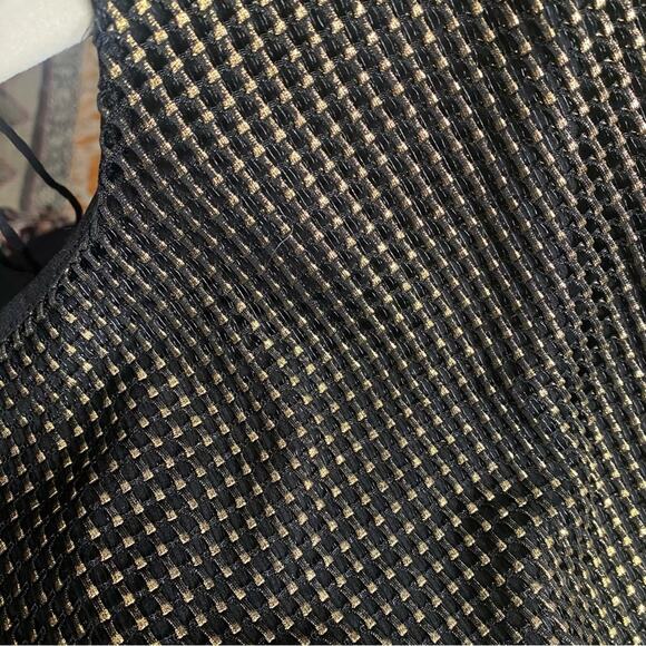 Vince Camuto black and gold mesh blouse - Picture 5 of 6